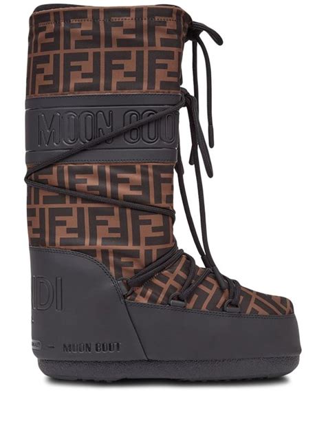 fendi printed shell and rubber snow boots